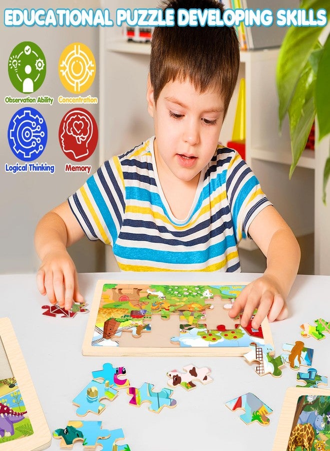 LACCHOUFEE Wooden Animals Puzzles for Kids Age 3 4 5 Year Old, 4 Pack 24 Pcs Montessori Toddler Jigsaw Puzzles for Girl boy Activities Preschool Learning Educational Birthday Gift Travel Autistic Wooden Toys - Image 5
